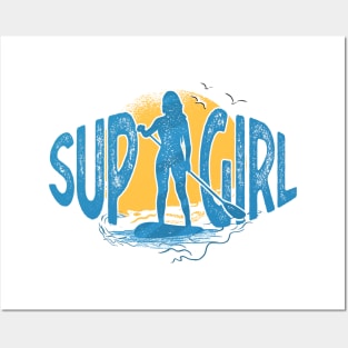 SUP Girl Standup Paddle Board Vintage Gift Posters and Art